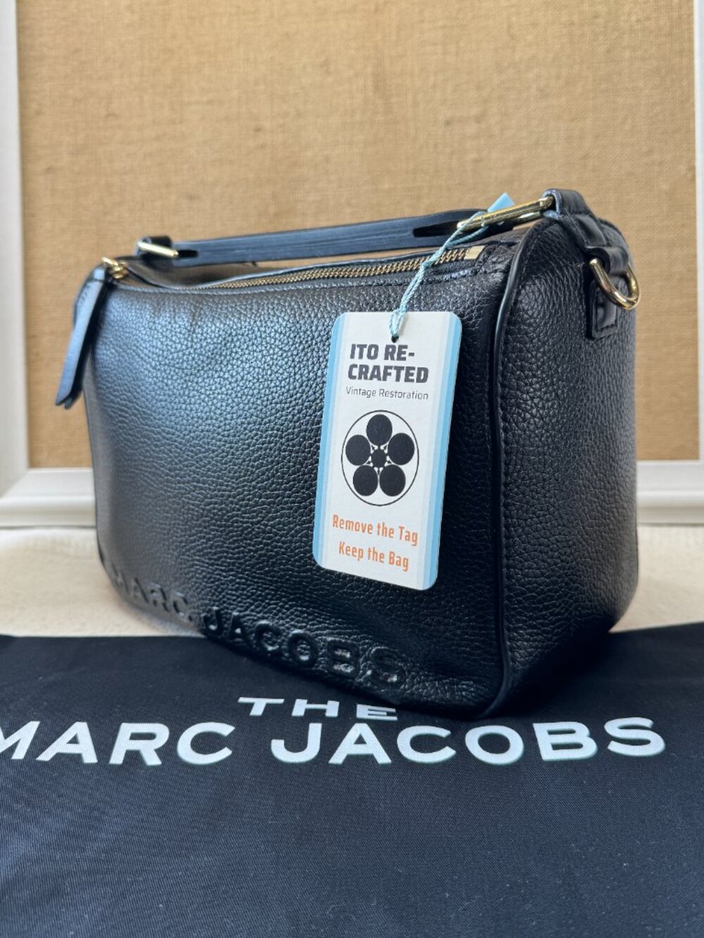Marc Jacobs The Soft Box 23 Black Leather Crossbody Bag Gold Hardware Duster - Picture 16 of 16